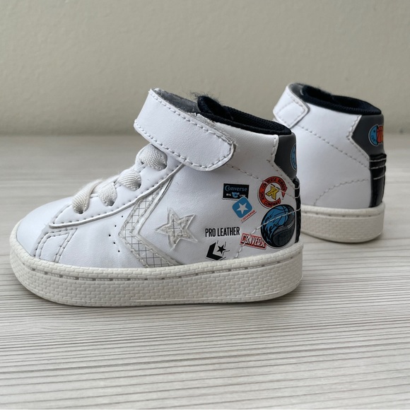 Converse Baby Jump Ball Pro Leather High Top Sneakers Toddler Infant Boy 4 White - Picture 2 of 10